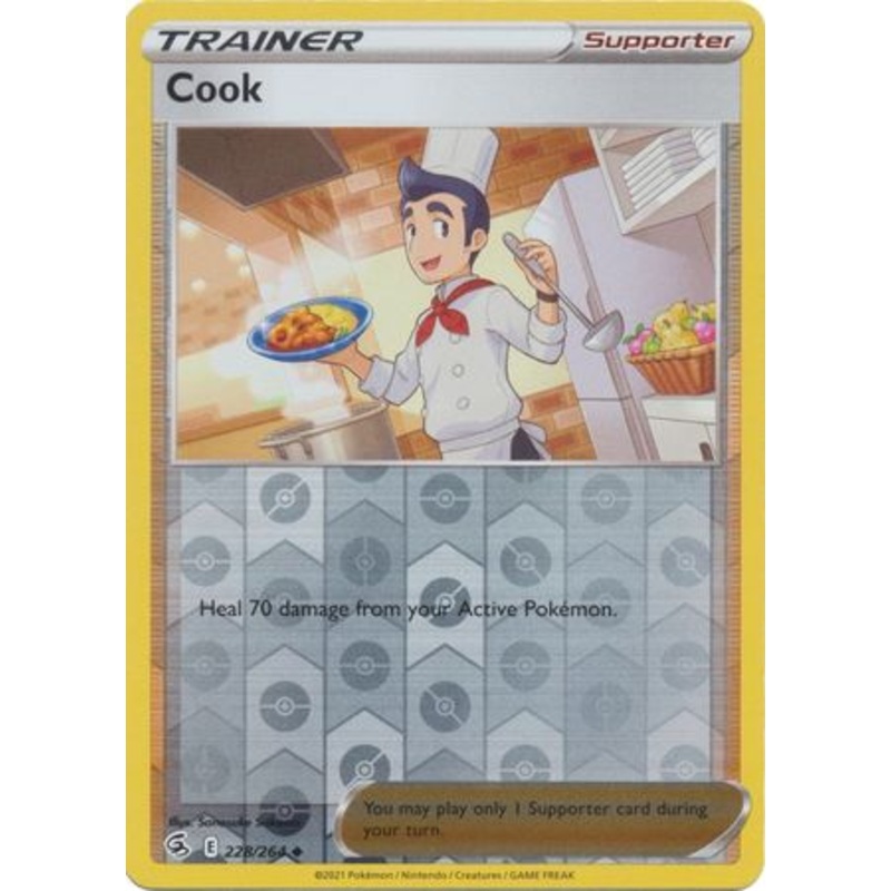 Pokemon Card Fusion Strike 228/264 Cook Reverse Holo Uncommon