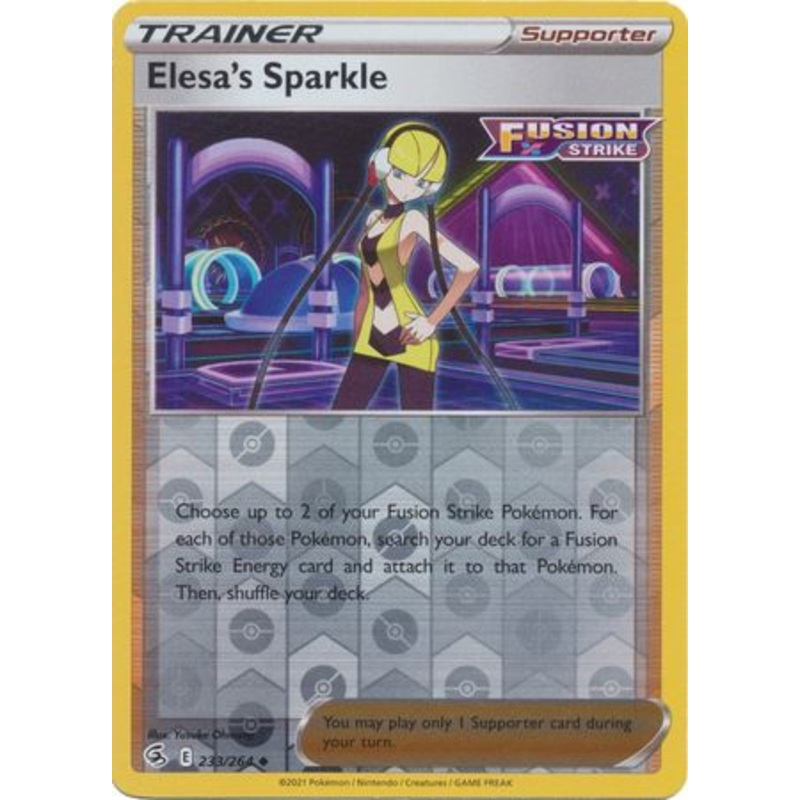 Pokemon Card Fusion Strike 233/264 Elesa’s Sparkle Reverse Holo Uncommon