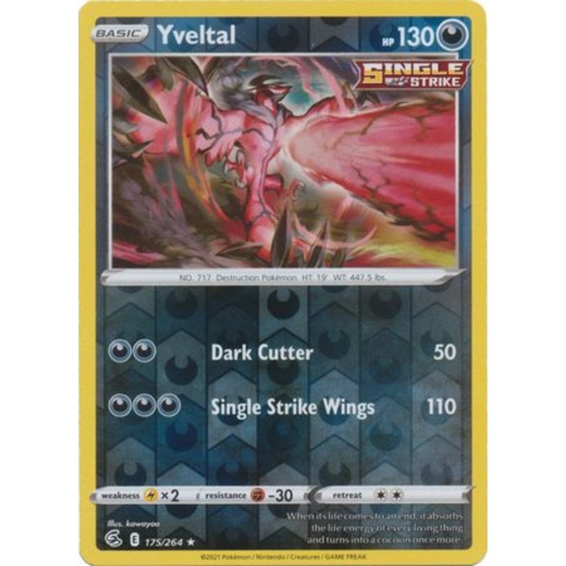 Pokemon Card Fusion Strike 175/264 Yveltal Reverse Holo Rare