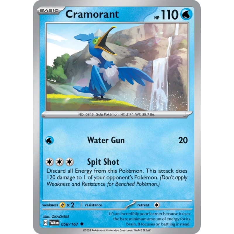 058/167 58/167 Cramorant  Pokemon Card  Twilight Masquerade Uncommon *MINT*
