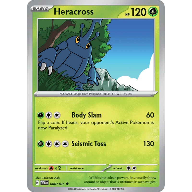 008/167 8/167 Heracross  Pokemon Card  Twilight Masquerade Uncommon *MINT*