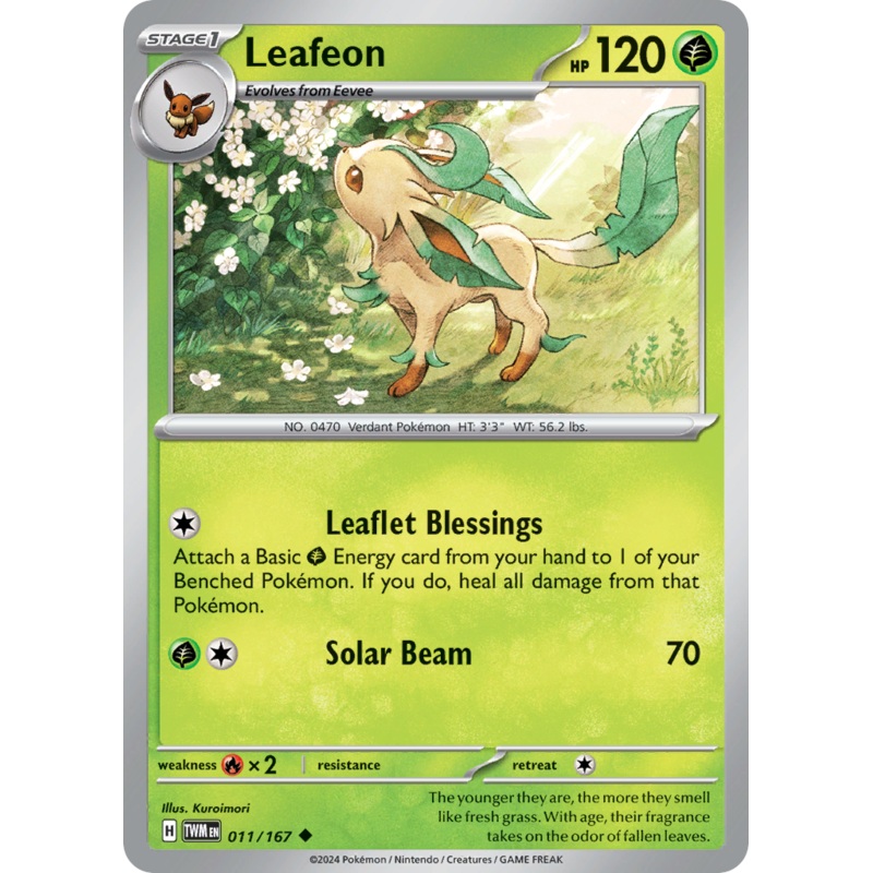 011/167 11/167 Leafeon  Pokemon Card  Twilight Masquerade Uncommon *MINT*