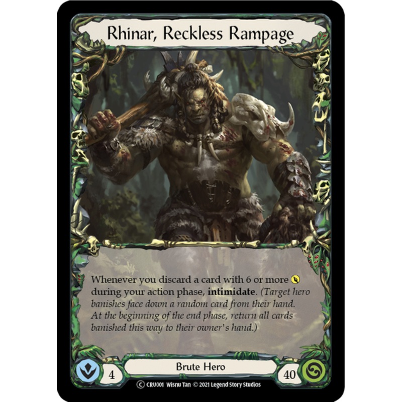 Flesh and Blood Crucible of War Unlimited T CRU001 Rhinar, Reckless Rampage Standard