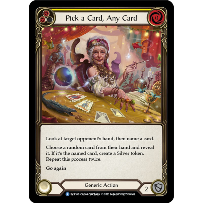 Flesh and Blood Everfest First Edition R EVR168 Pick a Card, Any Card (Yellow) Standard