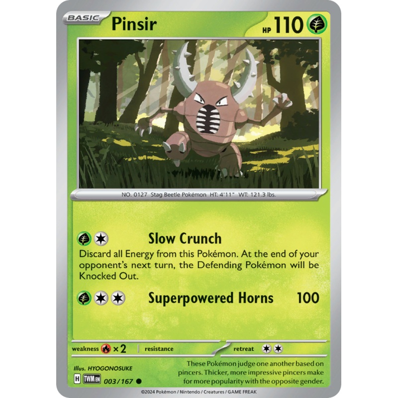 003/167 3/167 Pinsir  Pokemon Card  Twilight Masquerade Common *MINT*