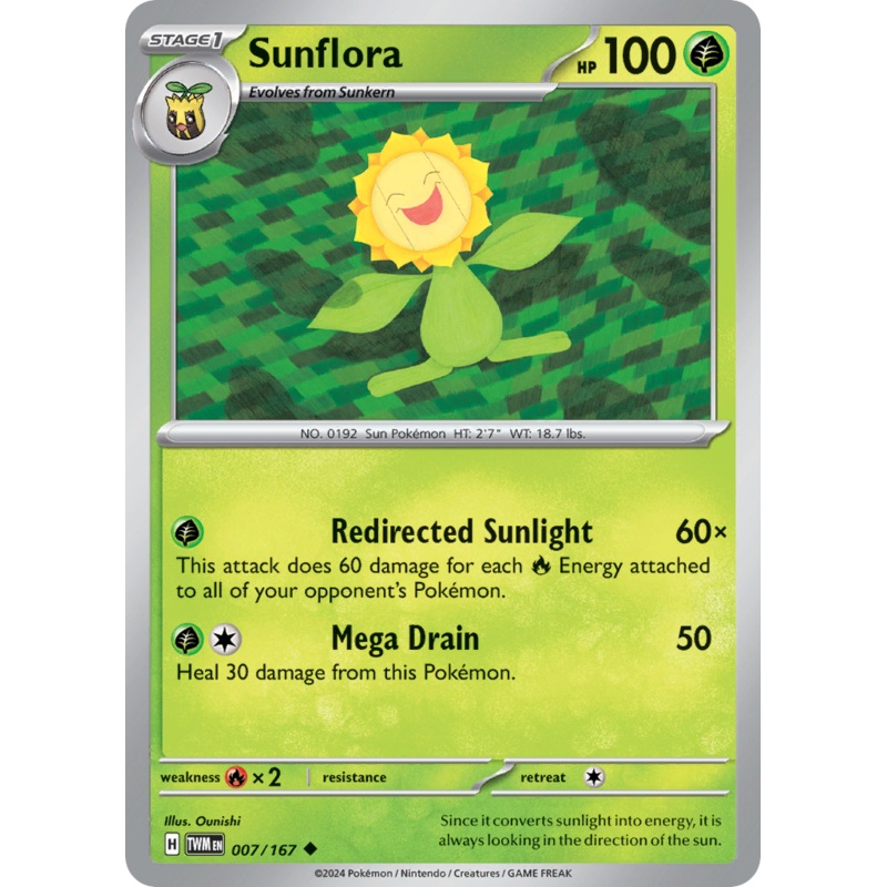007/167 7/167 Sunflora  Pokemon Card  Twilight Masquerade Uncommon *MINT*