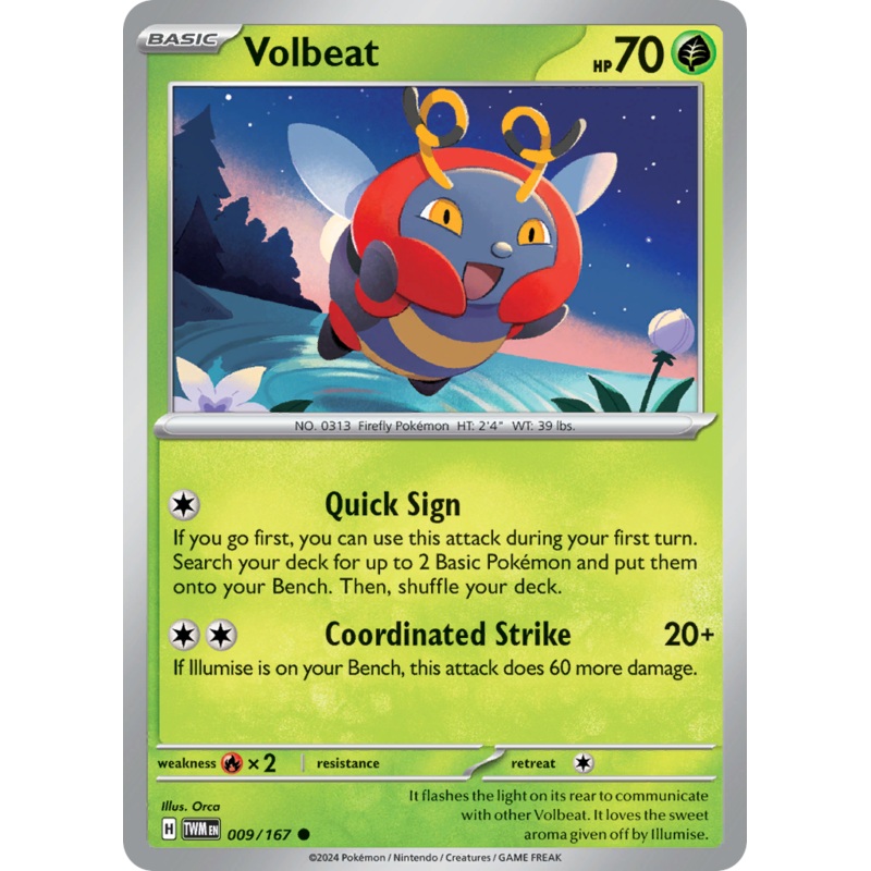 009/167 9/167 Volbeat  Pokemon Card  Twilight Masquerade Common *MINT*