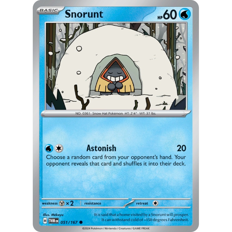 051/167 51/167 Snorunt  Pokemon Card  Twilight Masquerade Common *MINT*