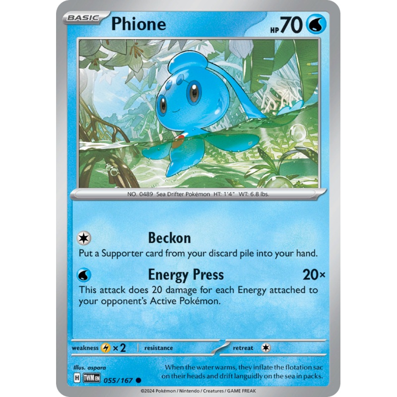 055/167 55/167 Phione  Pokemon Card  Twilight Masquerade Common *MINT*