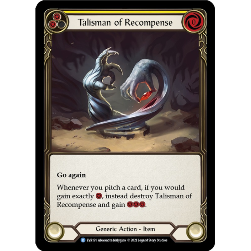 Flesh and Blood Everfest First Edition R EVR191 Talisman of Recompense Cold Foil