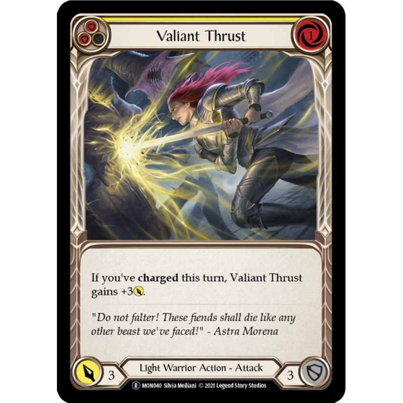 Flesh and Blood Monarch Unlimited R MON040 Valiant Thrust (Yellow) Standard