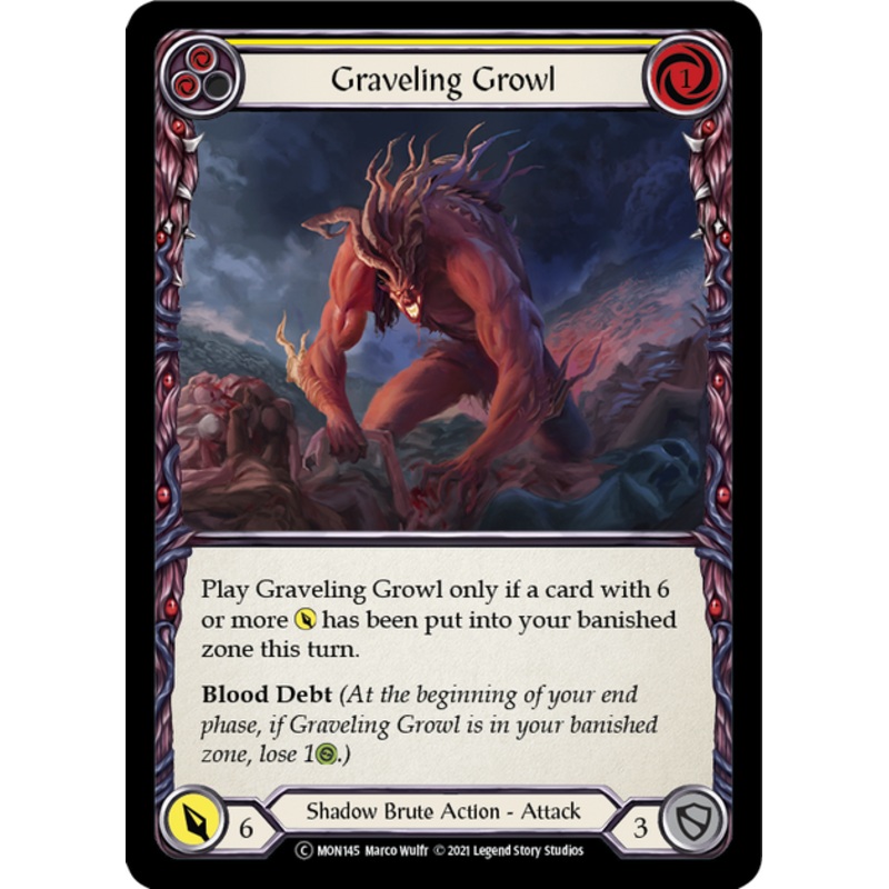 Flesh and Blood Monarch Unlimited C MON145 Graveling Growl (Yellow) Rainbow