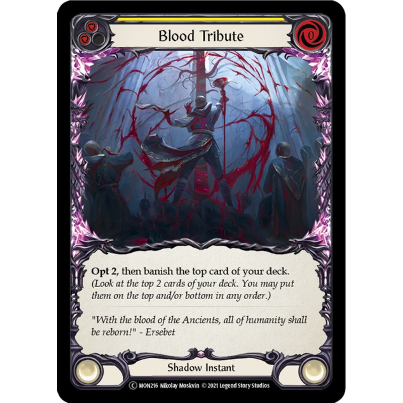 Flesh and Blood Monarch Unlimited C MON216 Blood Tribute (Yellow) Standard