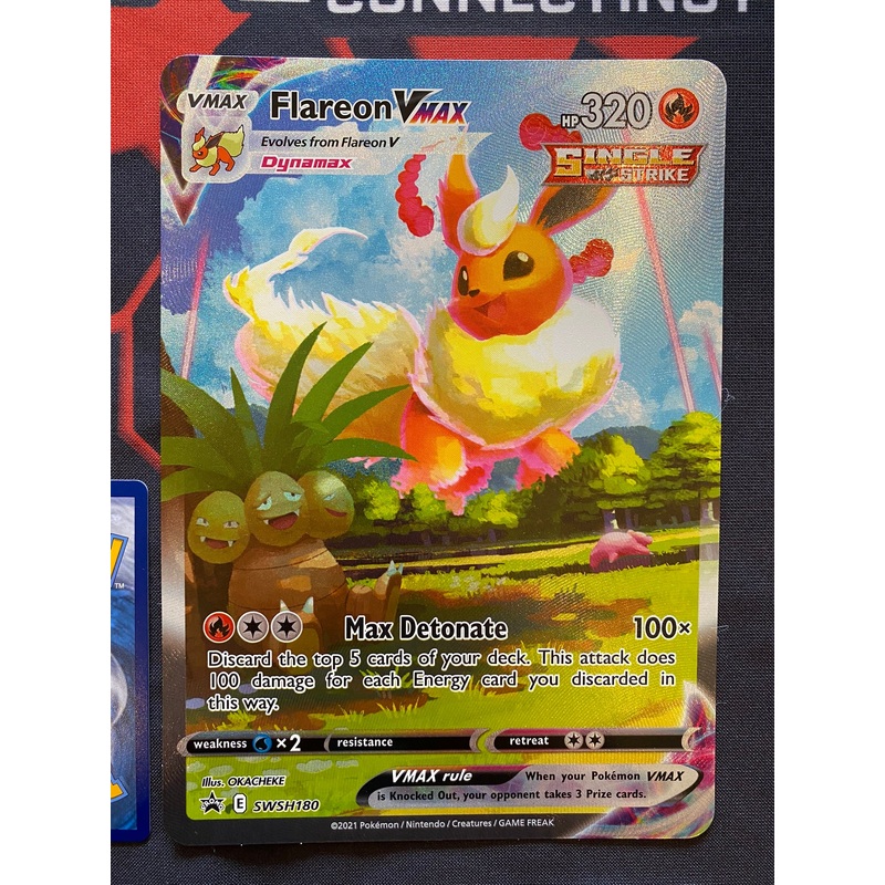 Pokemon Card SWSH180 Flareon Vmax JUMBO OVERSIZED BLACK STAR PROMO