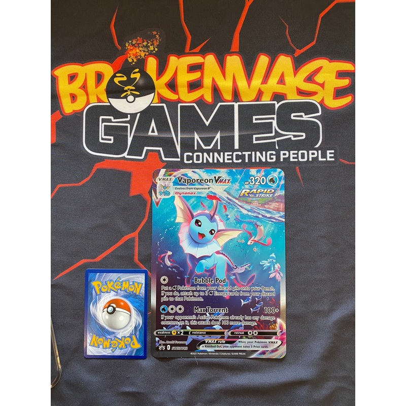 Pokemon Card SWSH182 Vaporeon Vmax JUMBO OVERSIZED BLACK STAR PROMO