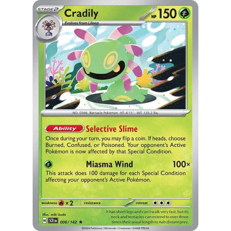 006/142 6/142 Cradily  Pokemon Card  Stellar Crown Holo Rare *MINT*