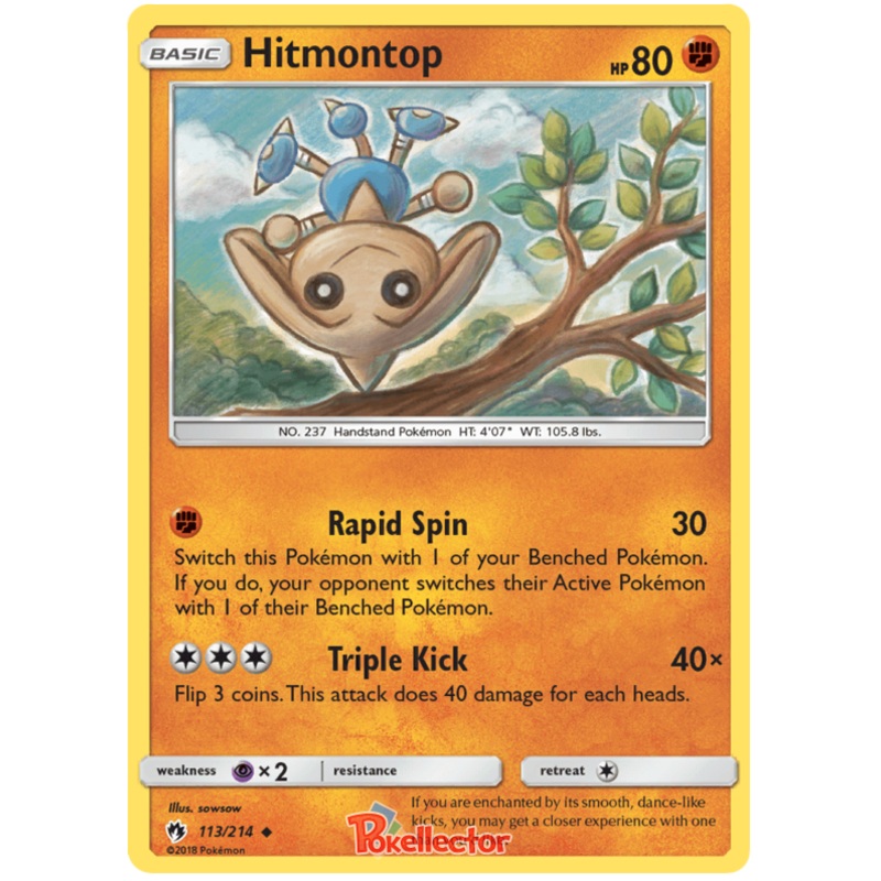 Pokemon Card Lost Thunder 113/214 Hitmontop Uncommon *MINT*
