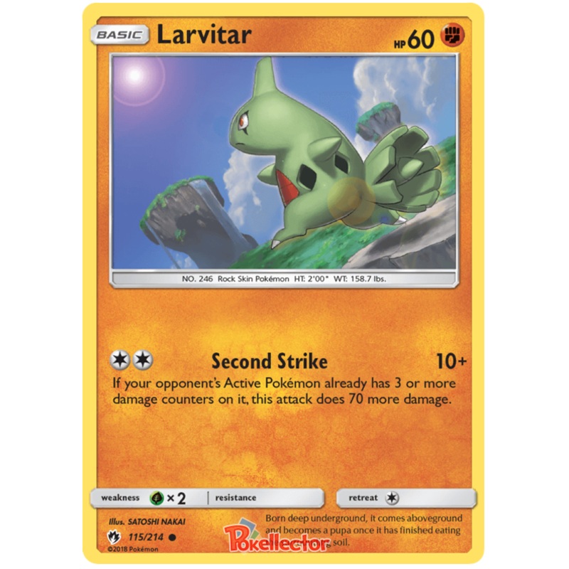 Pokemon Card Lost Thunder 115/214 Larvitar Common *MINT*