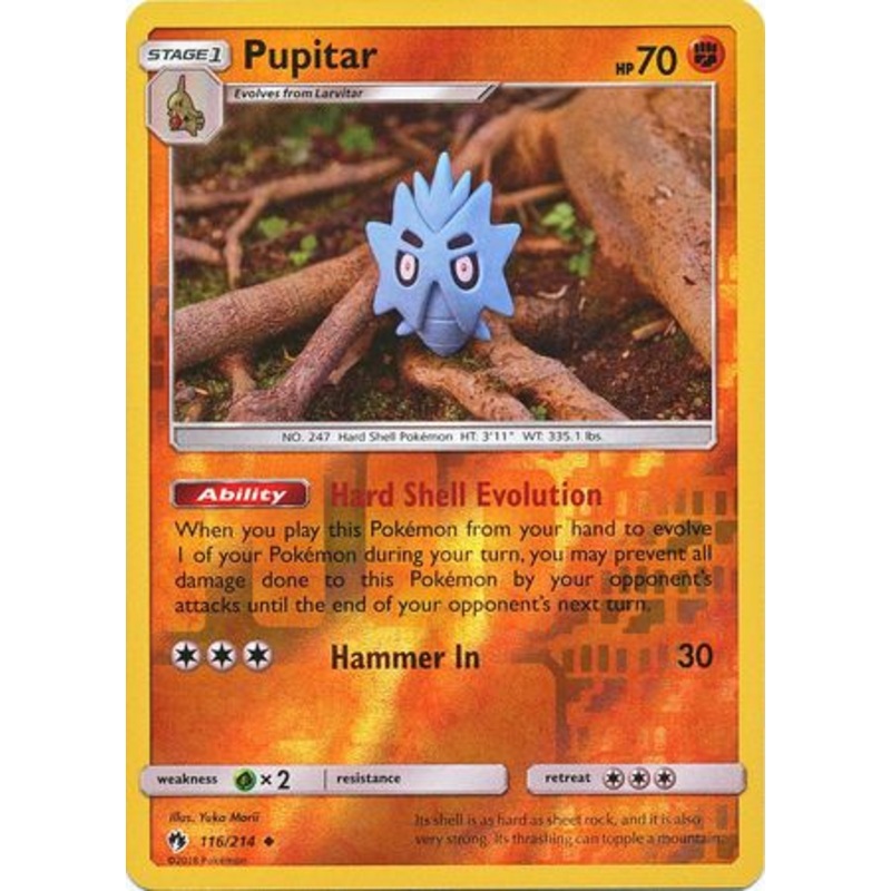 Pokemon Card Lost Thunder 116/214 Pupitar Reverse Holo Uncommon *MINT*