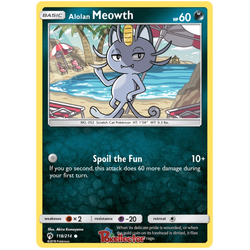 Pokemon Card Lost Thunder 118/214 Alolan Meowth Common *MINT*