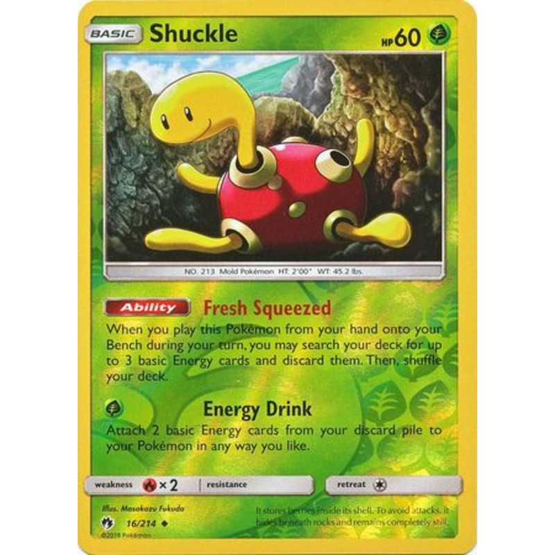 Pokemon Card Lost Thunder 16/214 016/214 Shuckle Reverse Holo Uncommon *MINT*