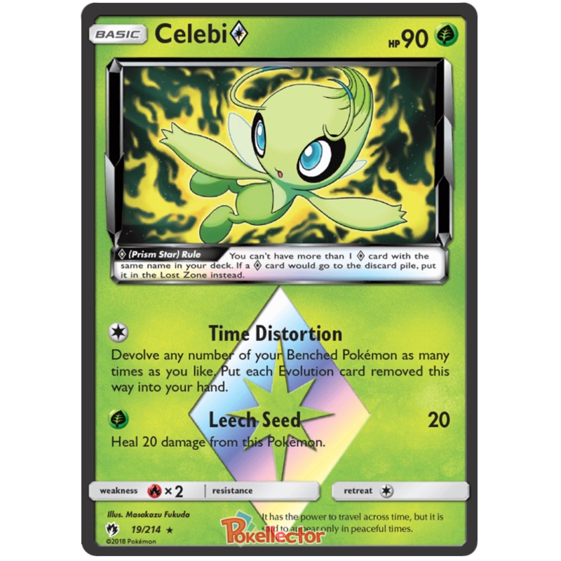 Pokemon Card Lost Thunder 19/214 019/214 Celebi Prism Star Prism Rare *MINT*