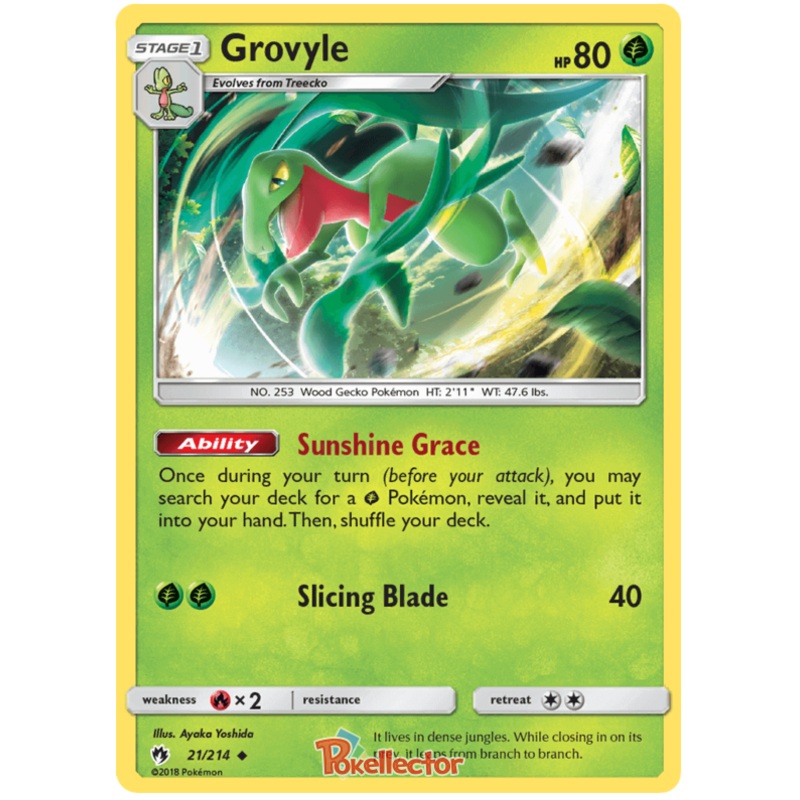 Pokemon Card Lost Thunder 21/214 021/214 Grovyle Uncommon *MINT*