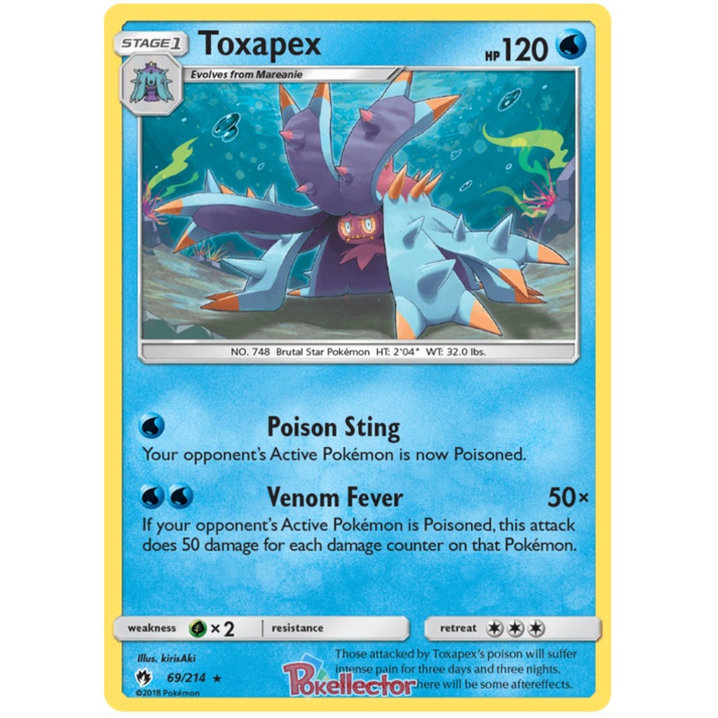 Pokemon Card Lost Thunder 69/214 069/214 Toxapex Rare *MINT*
