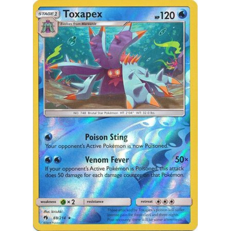 Pokemon Card Lost Thunder 69/214 069/214 Toxapex Reverse Holo Rare *MINT*