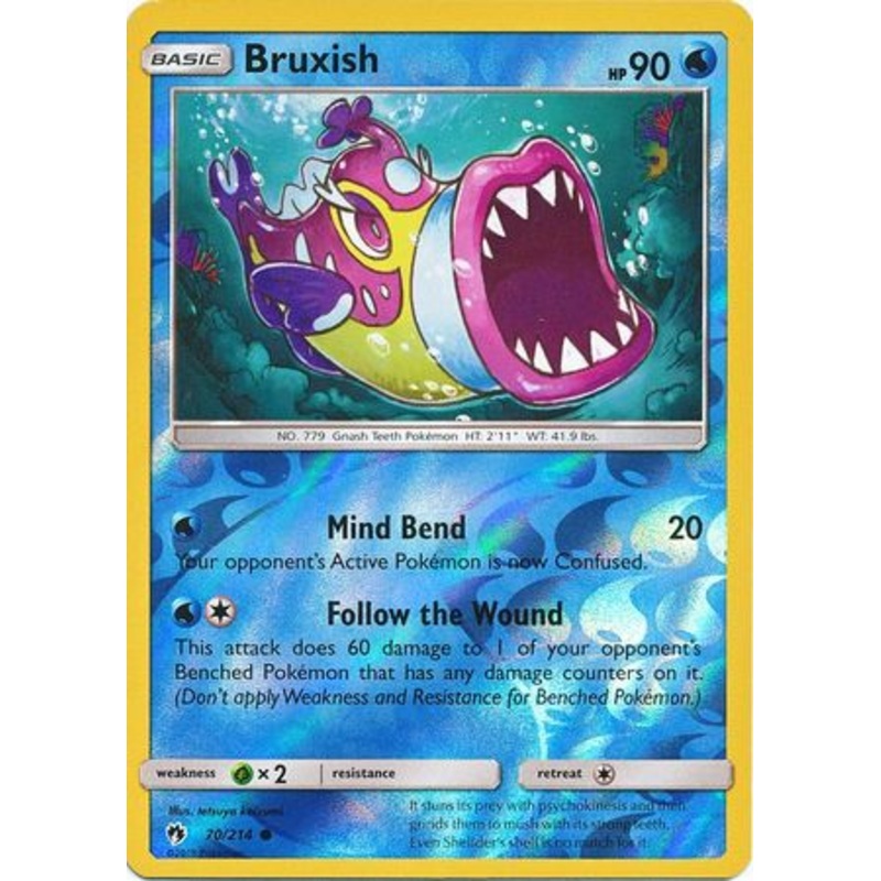 Pokemon Card Lost Thunder 70/214 070/214 Bruxish Reverse Holo Common *MINT*