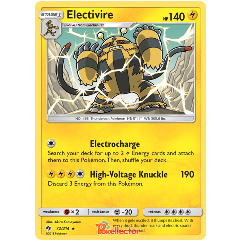 Pokemon Card Lost Thunder 72/214 072/214 Electivire Rare *MINT*