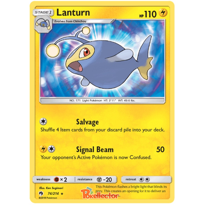 Pokemon Card Lost Thunder 74/214 074/214 Lanturn Rare *MINT*