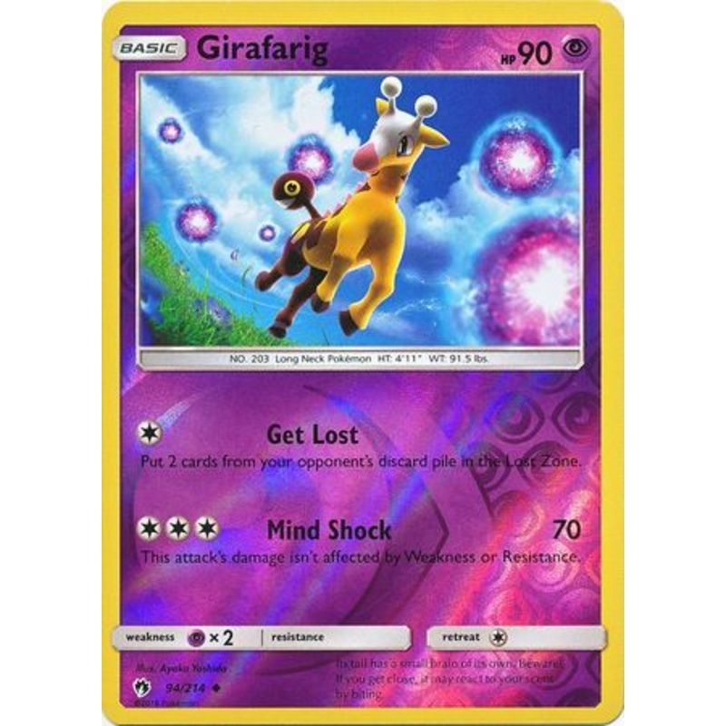 Pokemon Card Lost Thunder 94/214 094/214 Girafarig Reverse Holo Uncommon *MINT*