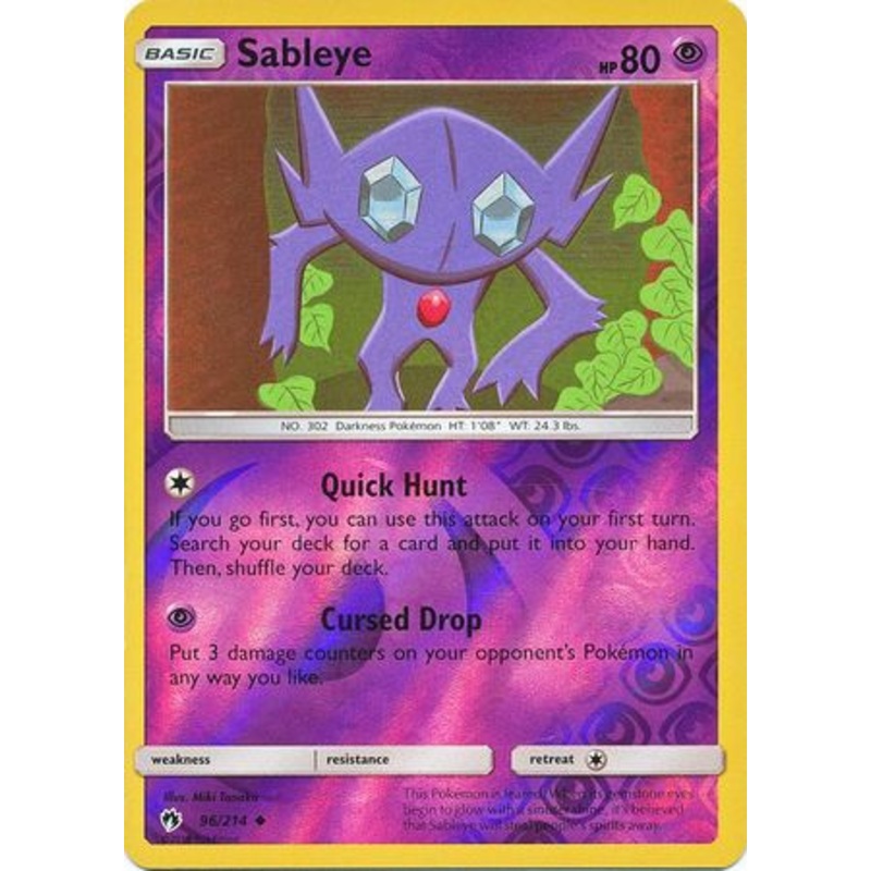 Pokemon Card Lost Thunder 96/214 096/214 Sableye Reverse Holo Uncommon *MINT*