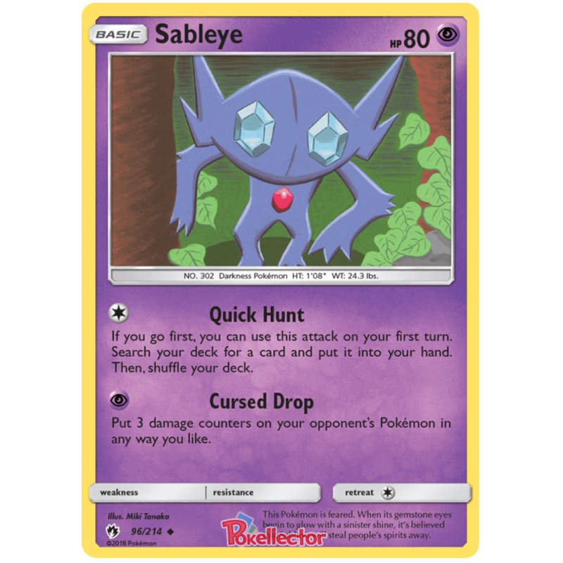 Pokemon Card Lost Thunder 96/214 096/214 Sableye Uncommon *MINT*