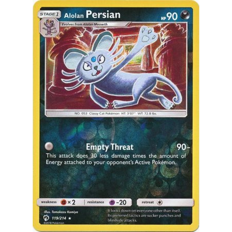 Pokemon Card Lost Thunder 119/214 Alolan Persian Reverse Holo Rare *MINT*