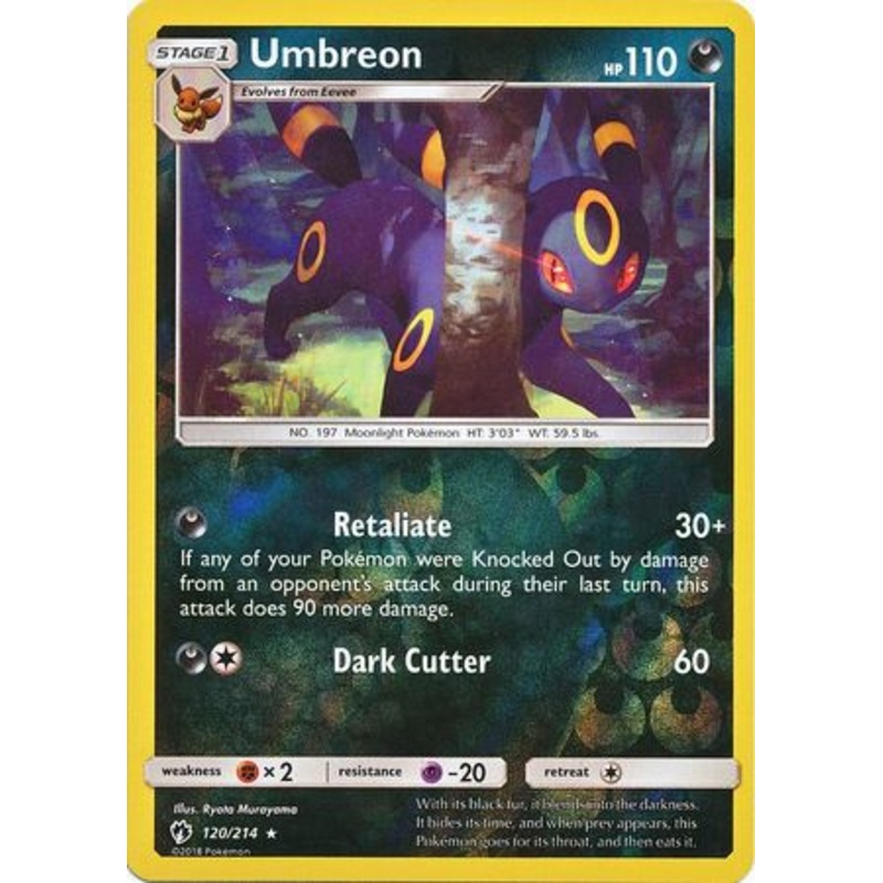 Pokemon Card Lost Thunder 120/214 Umbreon Reverse Holo Rare *MINT*
