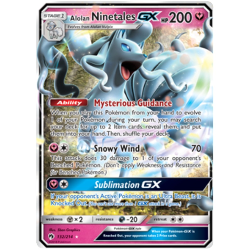Pokemon Card Lost Thunder 132/214 Alolan Ninetales GX Ultra Rare *MINT*