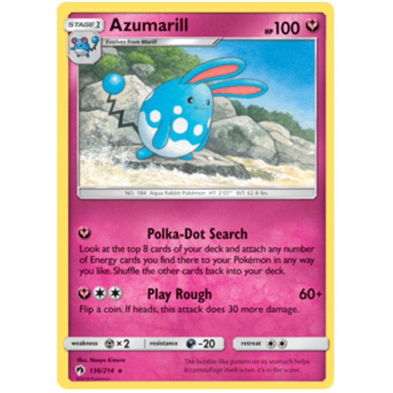 Pokemon Card Lost Thunder 136/214 Azumarill Rare *MINT*