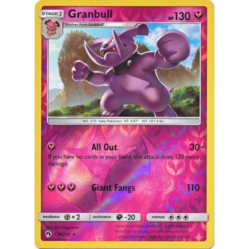 Pokemon Card Lost Thunder 138/214 Granbull Reverse Holo Rare *MINT*