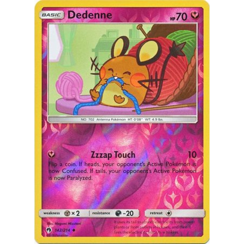 Pokemon Card Lost Thunder 142/214 Dedenne Reverse Holo Uncommon *MINT*