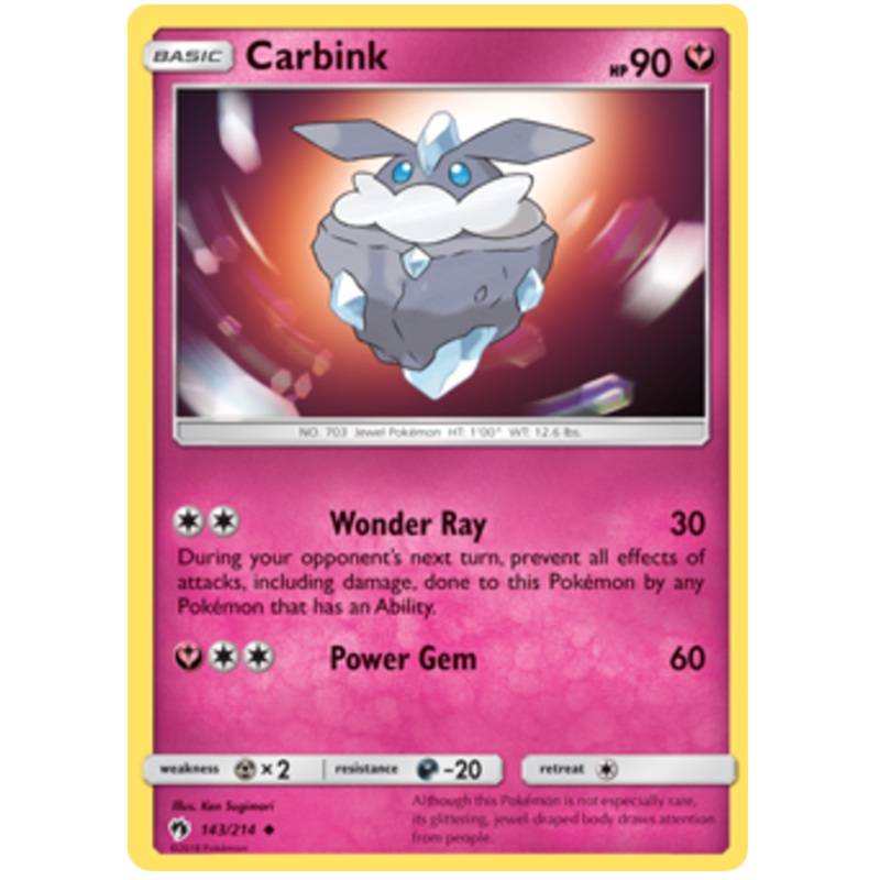Pokemon Card Lost Thunder 143/214 Carbink Uncommon *MINT*