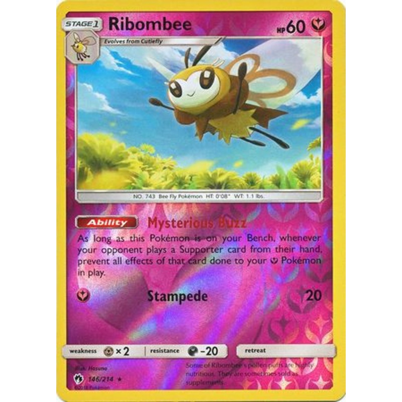 Pokemon Card Lost Thunder 146/214 Ribombee Reverse Holo Rare *MINT*