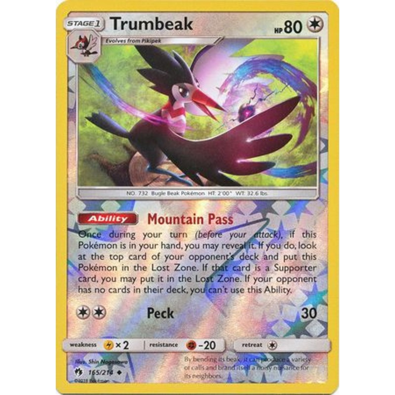 Pokemon Card Lost Thunder 165/214 Trumbeak Reverse Holo Uncommon *MINT*