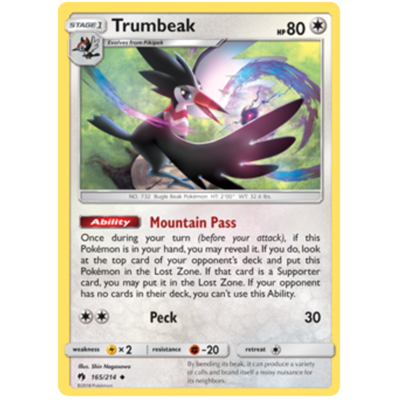 Pokemon Card Lost Thunder 165/214 Trumbeak Uncommon *MINT*