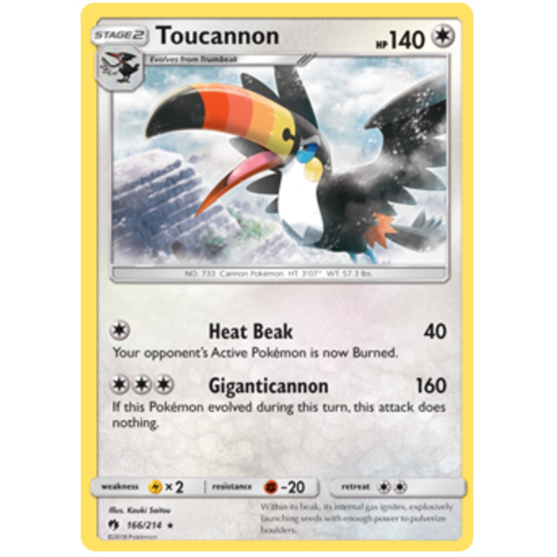 Pokemon Card Lost Thunder 166/214 Toucannon Rare *MINT*
