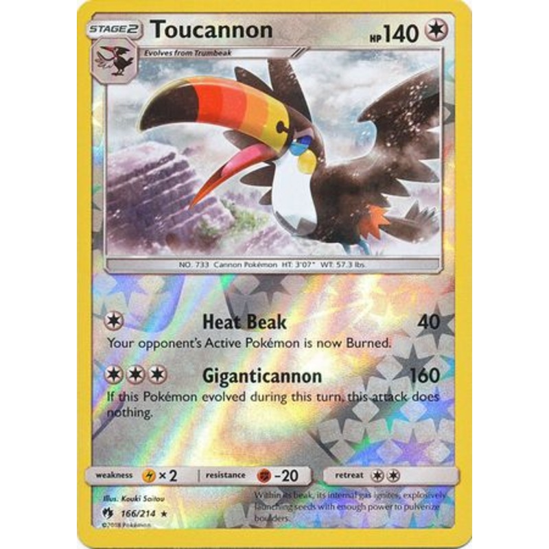 Pokemon Card Lost Thunder 166/214 Toucannon Reverse Holo Rare *MINT*