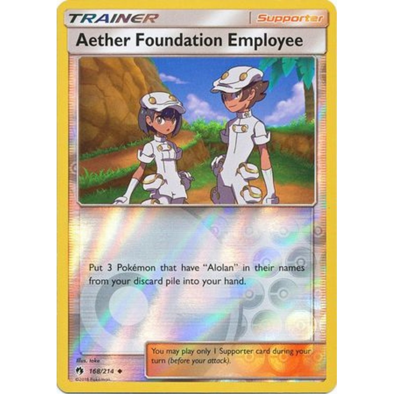 Pokemon Card Lost Thunder 168/214 Aether Foundation Employee Supporter Reverse Holo Uncommon *MINT*