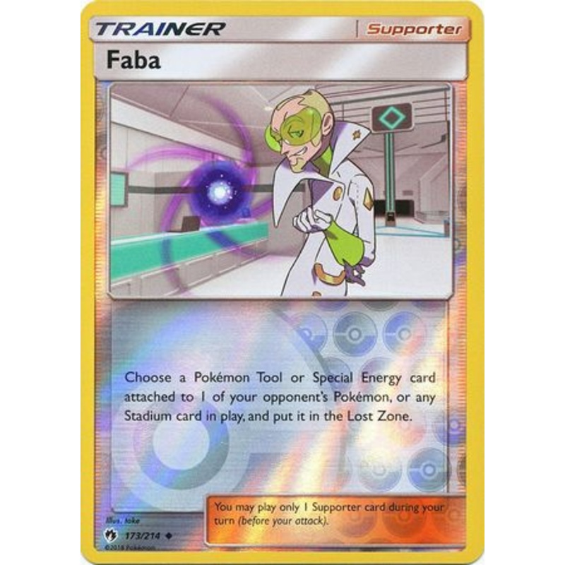 Pokemon Card Lost Thunder 173/214 Faba Supporter Reverse Holo Uncommon *MINT*