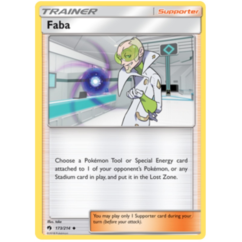 Pokemon Card Lost Thunder 173/214 Faba Supporter Uncommon *MINT*